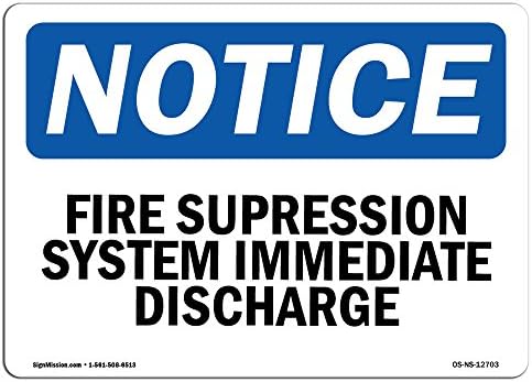 סימן הודעה על OSHA - מערכת דיכוי אש פריקה מיידית | מדבקות תווית ויניל | הגן על העסק שלך, אתר הבנייה | מיוצר בארהב